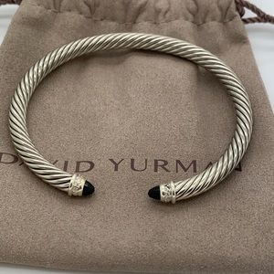 David Yurman 5mm black Onyx Diamond Cable bracelet